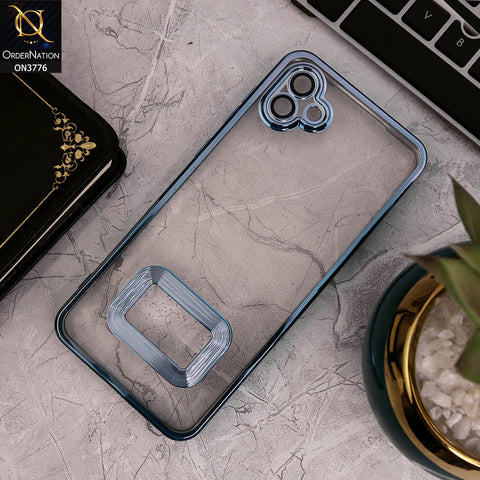 Samsung Galaxy A04 - Sierra Blue - Electroplating Borders Logo Hole Camera Lens Protection Soft Silicone Case