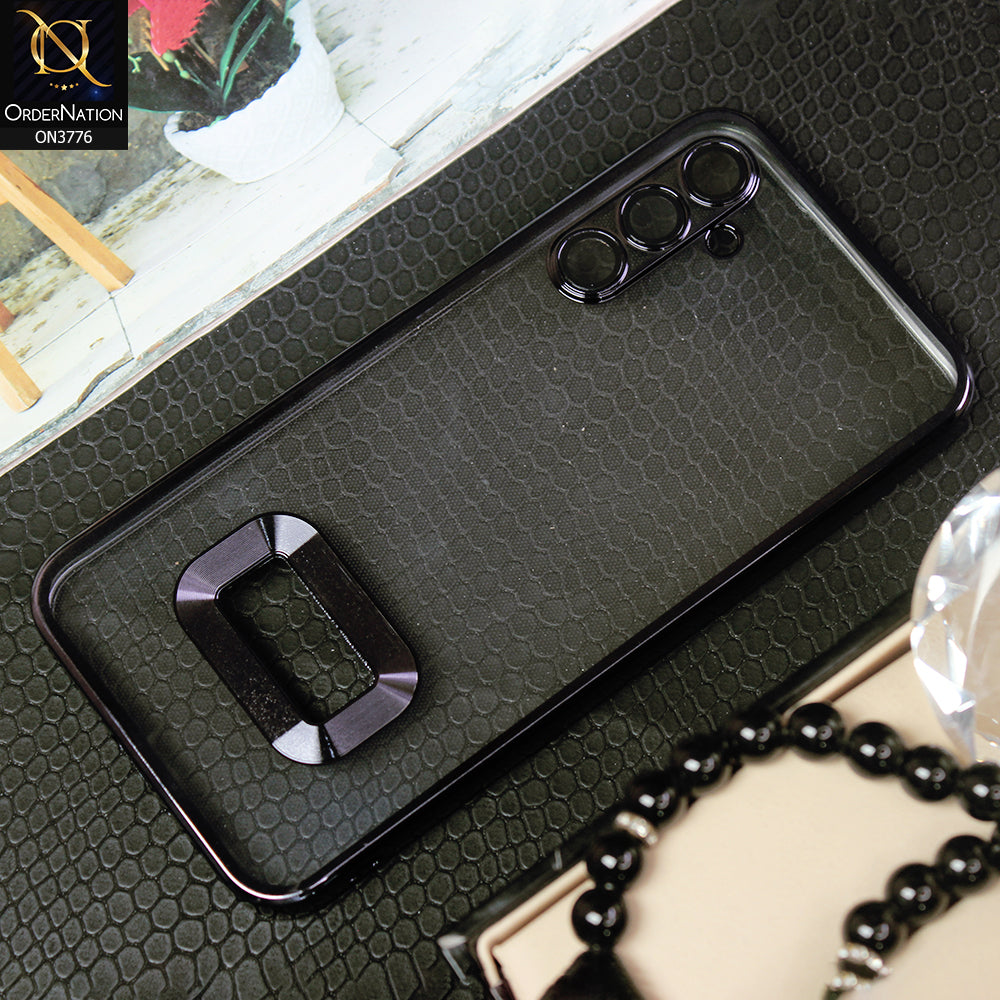 Samsung Galaxy A24 4G Cover - Black -  Electroplating Borders Logo Hole Camera Lens Protection Soft Silicone Case