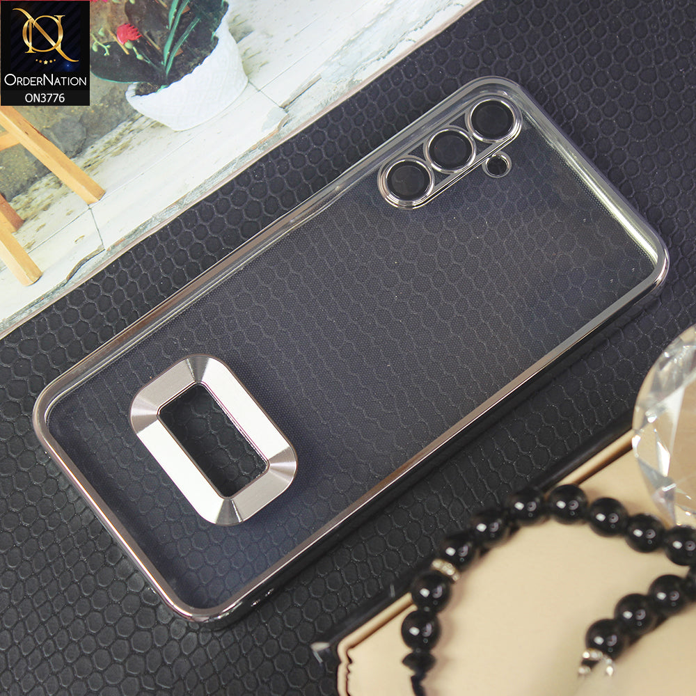 Samsung Galaxy A24 4G Cover - Silver -  Electroplating Borders Logo Hole Camera Lens Protection Soft Silicone Case