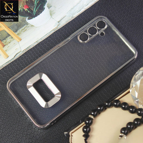 Samsung Galaxy A24 4G Cover - Silver -  Electroplating Borders Logo Hole Camera Lens Protection Soft Silicone Case