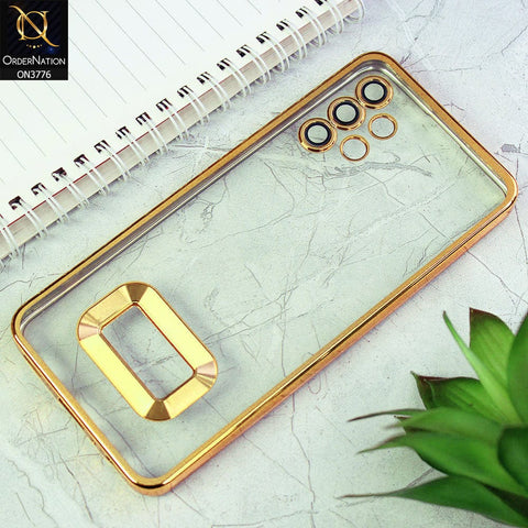 Samsung Galaxy A32 Cover - Golden - Electroplating Borders Logo Hole Camera Lens Protection Soft Silicone Case