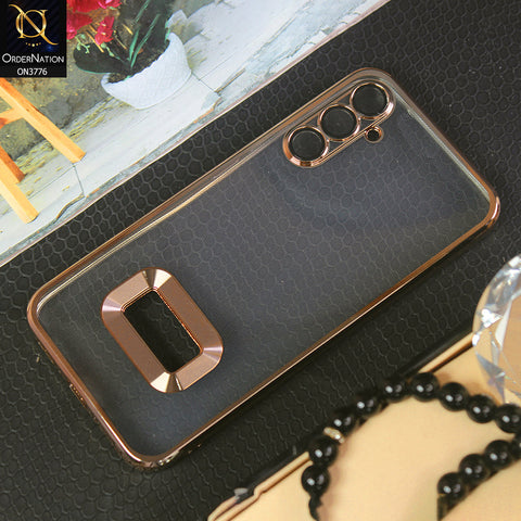 Samsung Galaxy A34 5G Cover - Golden - Electroplating Borders Logo Hole Camera Lens Protection Soft Silicone Case