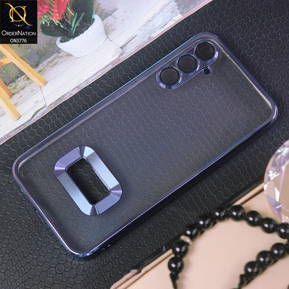 Samsung Galaxy A34 5G Cover - Sierra Blue - Electroplating Borders Logo Hole Camera Lens Protection Soft Silicone Case