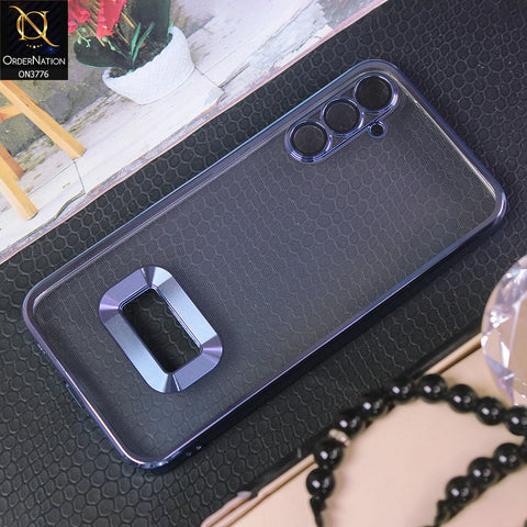 Samsung Galaxy A34 5G Cover - Sierra Blue - Electroplating Borders Logo Hole Camera Lens Protection Soft Silicone Case