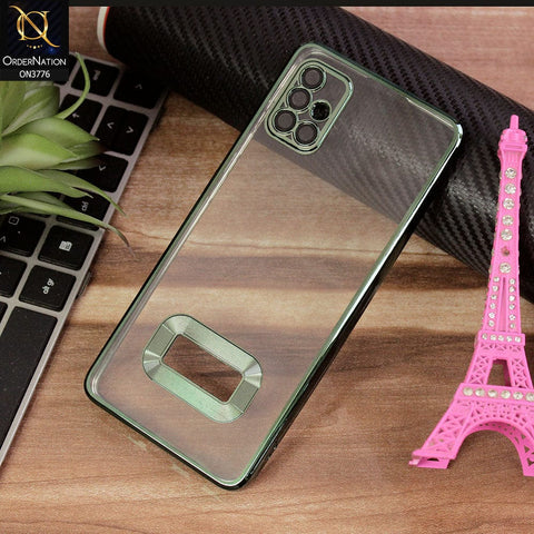 Samsung Galaxy A51 Cover - Green - Electroplating Borders Logo Hole Camera Lens Protection Soft Silicone Case