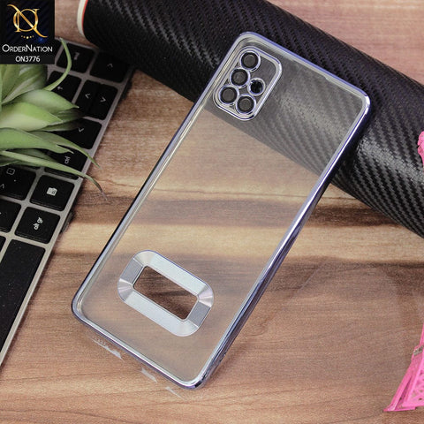 Samsung Galaxy A51 Cover - Sierra Blue - Electroplating Borders Logo Hole Camera Lens Protection Soft Silicone Case