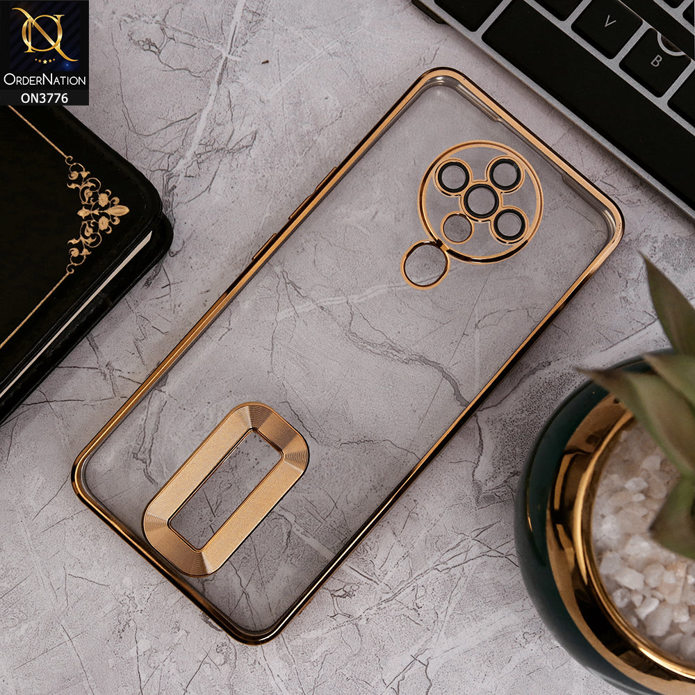 Tecno Spark 6 - Gold - Electroplating Borders Logo Hole Camera Lens Protection Soft Silicone Case