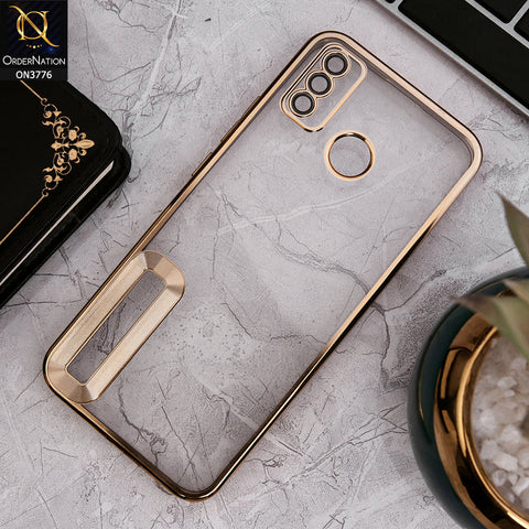 Tecno Spark 6 Go - Gold - Electroplating Borders Logo Hole Camera Lens Protection Soft Silicone Case