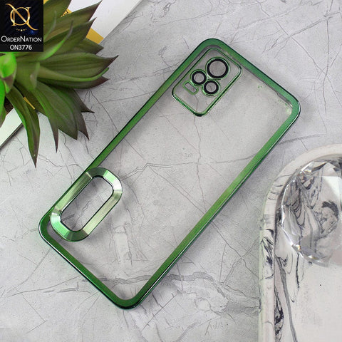 Vivo V21e Cover - Green - Electroplating Borders Logo Hole Camera Lens Protection Soft Silicone Case