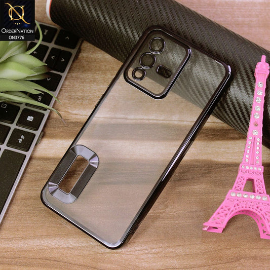 Vivo V23 5G Cover - Black - Electroplating Borders Logo Hole Camera Lens Protection Soft Silicone Case