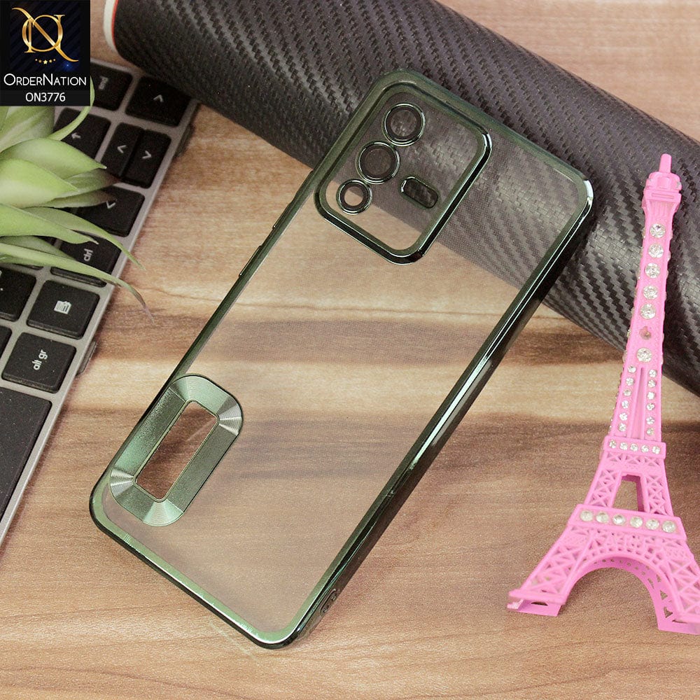 Vivo V23 5G Cover - Green - Electroplating Borders Logo Hole Camera Lens Protection Soft Silicone Case