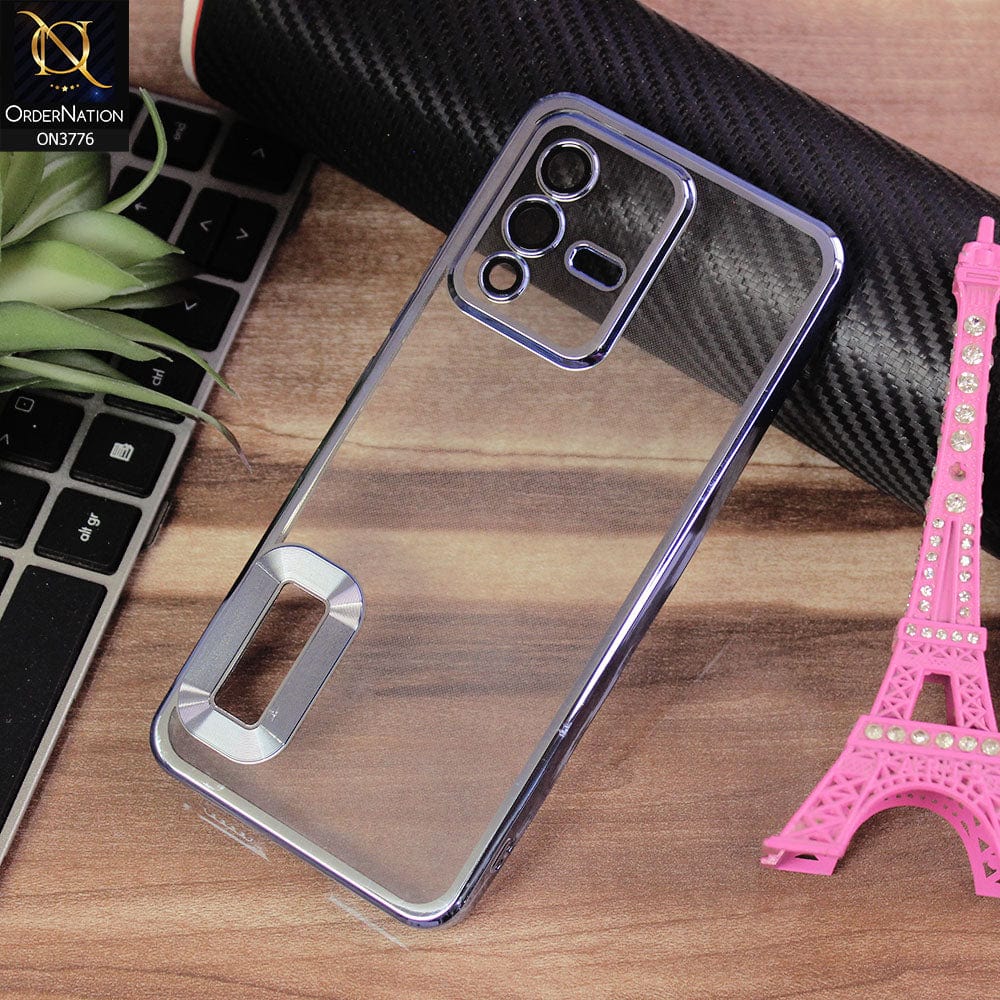 Vivo V23 5G Cover - Sierra Blue - Electroplating Borders Logo Hole Camera Lens Protection Soft Silicone Case