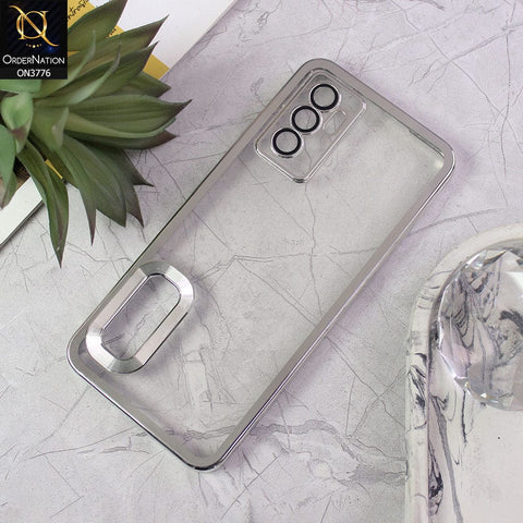 Vivo S10e Cover - Silver - Electroplating Borders Logo Hole Camera Lens Protection Soft Silicone Case