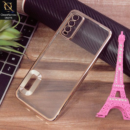 Vivo Y20i Cover - Golden - Electroplating Borders Logo Hole Camera Lens Protection Soft Silicone Case