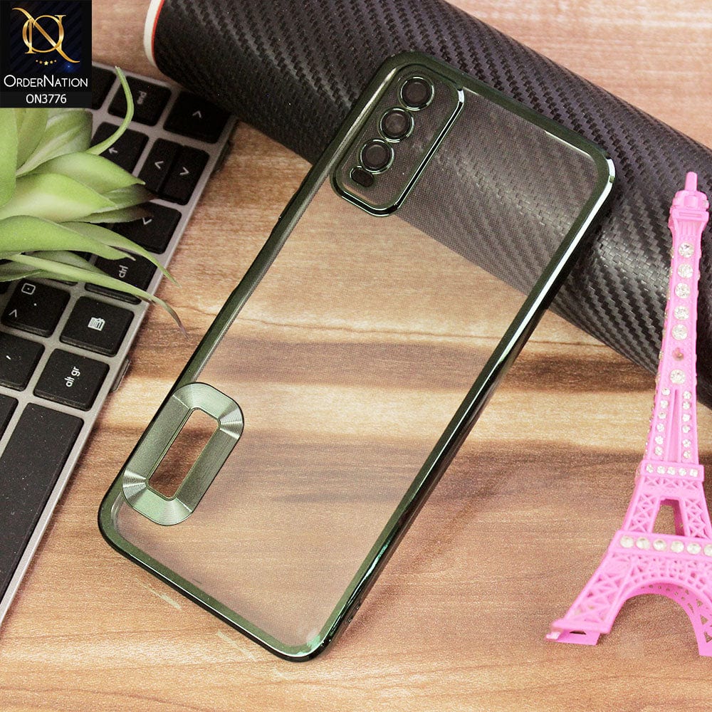 Vivo Y11s Cover - Green - Electroplating Borders Logo Hole Camera Lens Protection Soft Silicone Case