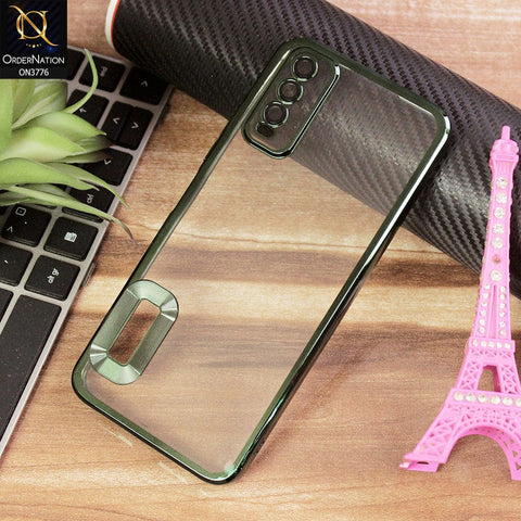 Vivo Y11s Cover - Green - Electroplating Borders Logo Hole Camera Lens Protection Soft Silicone Case