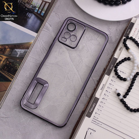 Vivo Y33t Cover - Purple - Electroplating Borders Logo Hole Camera Lens Protection Soft Silicone Case