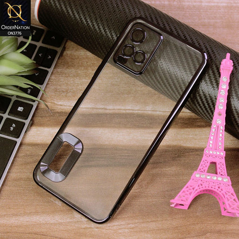 vivo Y33t Cover - Black - Electroplating Borders Logo Hole Camera Lens Protection Soft Silicone Case