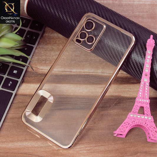 Vivo Y21G Cover - Golden - Electroplating Borders Logo Hole Camera Lens Protection Soft Silicone Case