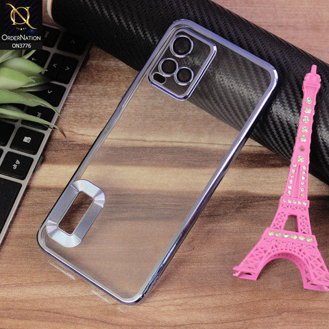 Vivo Y21e Cover - Sierra Blue - Electroplating Borders Logo Hole Camera Lens Protection Soft Silicone Case