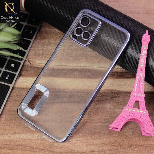Vivo Y21t Cover - Sierra Blue - Electroplating Borders Logo Hole Camera Lens Protection Soft Silicone Case