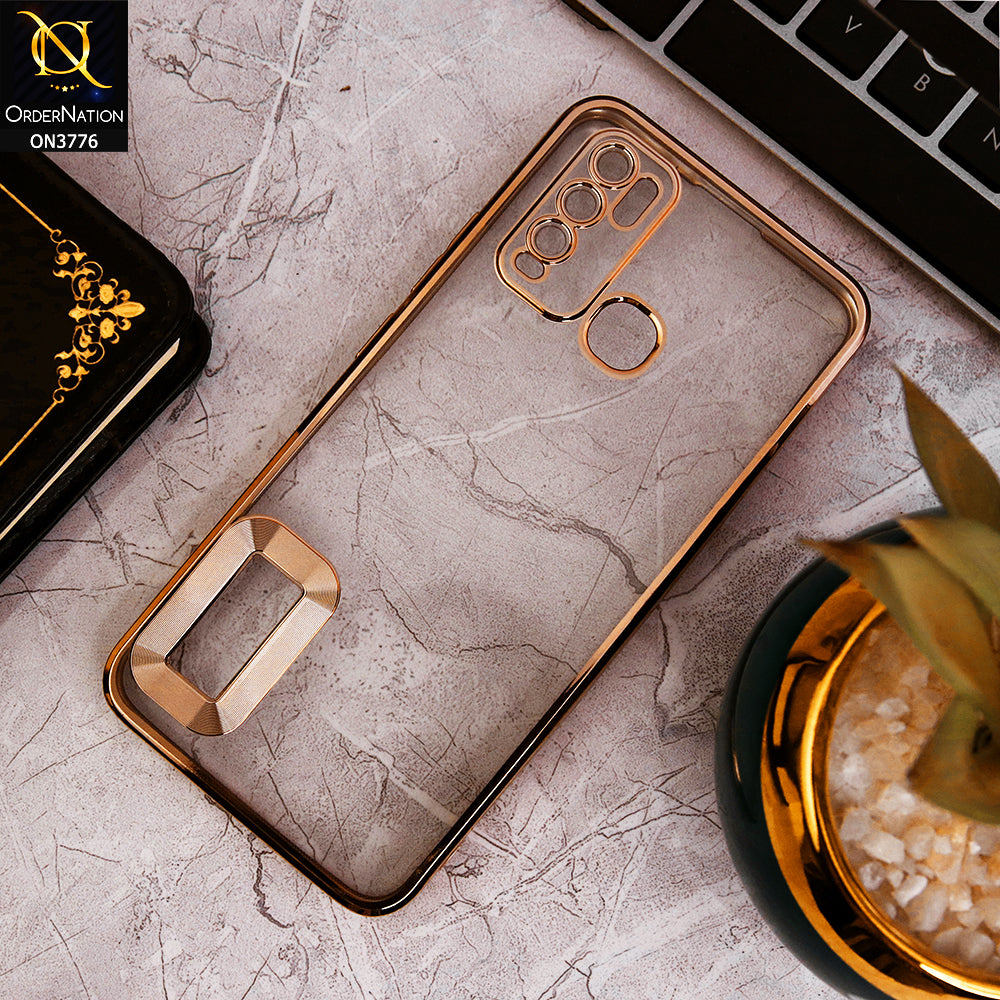 Vivo Y50 - Gold - Electroplating Borders Logo Hole Camera Lens Protection Soft Silicone Case