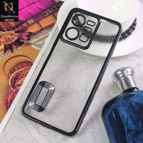 Vivo Y35 Cover - Black - Electroplating Borders Logo Hole Camera Lens Protection Soft Silicone Case
