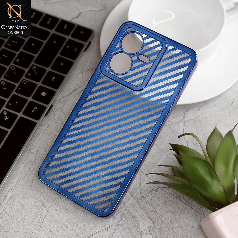Vivo Y22s Cover - Blue - new ziggy lines camera protection Soft Silicon case
