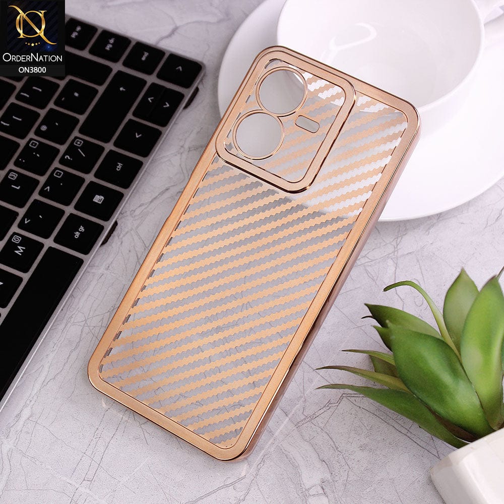 Vivo Y22s Cover - Golden - new ziggy lines camera protection Soft Silicon case