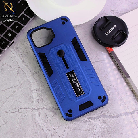 Oppo A93 Cover - Blue - Hybrid Stylish Slide Finger Grip With Metal Kickstand Soft Borders Case