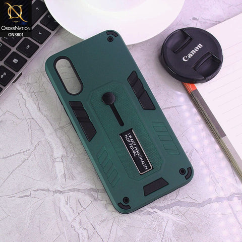 Vivo S1 Cover - Green - Hybrid Stylish Slide Finger Grip With Metal Kickstand Soft Borders Case