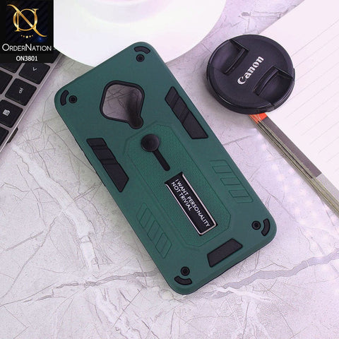 Vivo Y51 (2020 September) Cover - Green - Hybrid Stylish Slide Finger Grip With Metal Kickstand Soft Borders Case