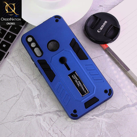 Honor 9X Cover - Blue - Hybrid Stylish Slide Finger Grip With Metal Kickstand Soft Borders Case