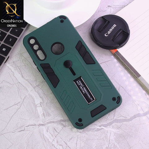 Huawei Y9 Prime 2019 Cover - Green - Hybrid Stylish Slide Finger Grip With Metal Kickstand Soft Borders Case