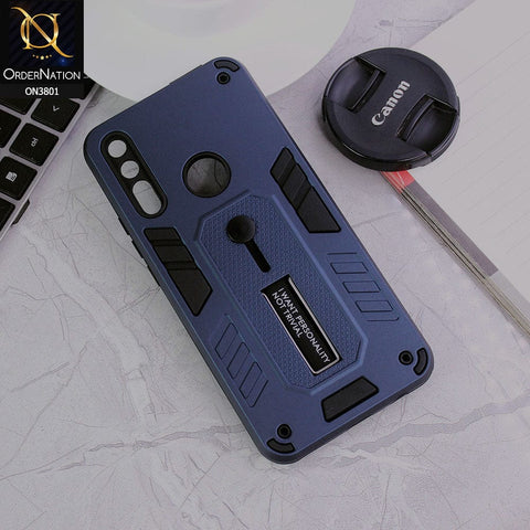 Honor 9X Cover - Midnight Blue - Hybrid Stylish Slide Finger Grip With Metal Kickstand Soft Borders Case