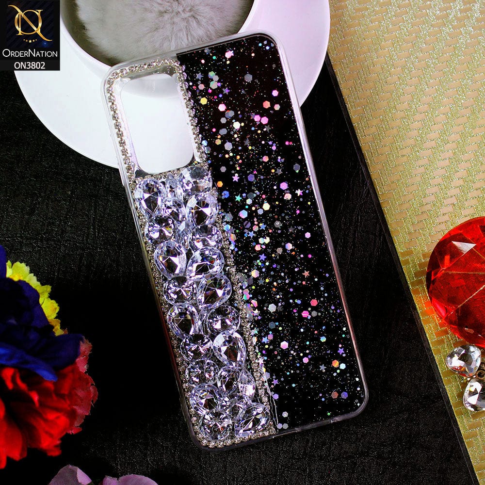 Samsung Galaxy A13 Cover - Black - New Shinny Glitter Case With Bling Sparkle Stones Soft Borders Protective Case ( Glitter Does Not Move )