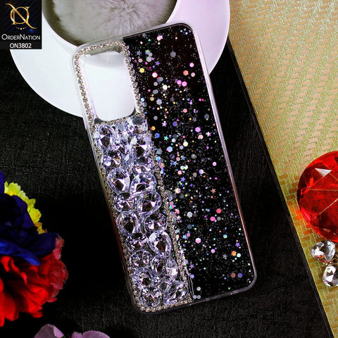 Samsung Galaxy A13 Cover - Black - New Shinny Glitter Case With Bling Sparkle Stones Soft Borders Protective Case ( Glitter Does Not Move )