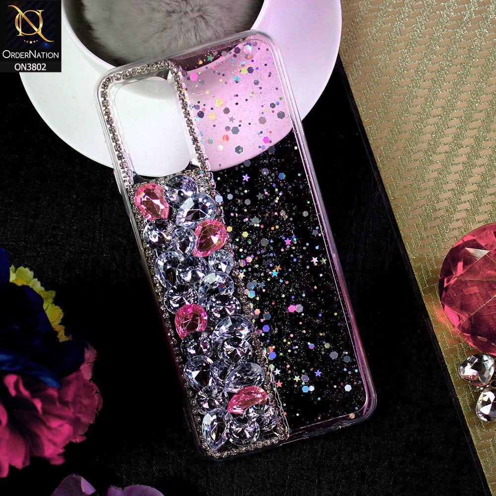 Samsung Galaxy A13 Cover - Light Pink - New Shinny Glitter Case With Bling Sparkle Stones Soft Borders Protective Case ( Glitter Does Not Move )