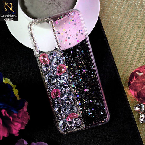 Samsung Galaxy A13 Cover - Light Pink - New Shinny Glitter Case With Bling Sparkle Stones Soft Borders Protective Case ( Glitter Does Not Move )