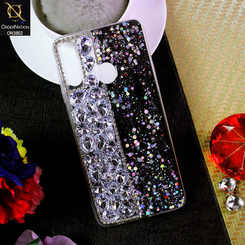Samsung Galaxy A20s Cover - Black - New Shinny Glitter Case With Bling Sparkle Stones Soft Borders Protective Case ( Glitter Does Not Move )