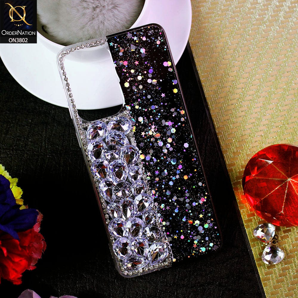 Samsung Galaxy A33 5G Cover - Black - New Shinny Glitter Case With Bling Sparkle Stones Soft Borders Protective Case ( Glitter Does Not Move )