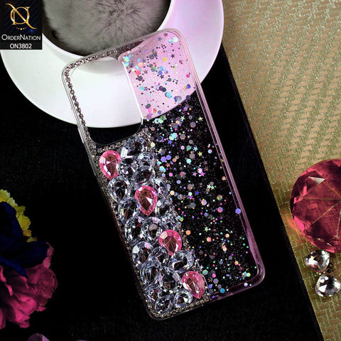Samsung Galaxy A33 5G Cover - Light Pink - New Shinny Glitter Case With Bling Sparkle Stones Soft Borders Protective Case ( Glitter Does Not Move )