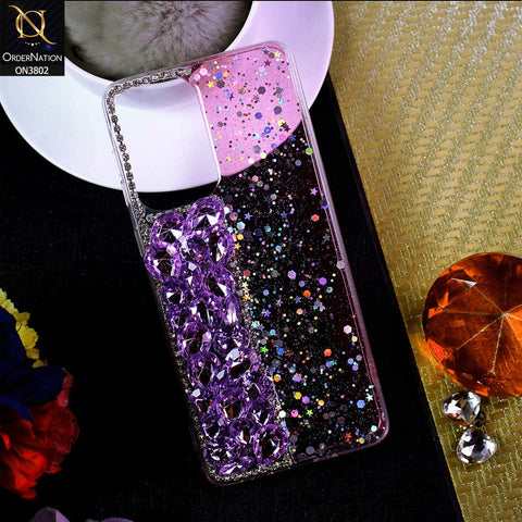 Samsung Galaxy A33 5G Cover - Purple - New Shinny Glitter Case With Bling Sparkle Stones Soft Borders Protective Case ( Glitter Does Not Move )