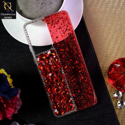 Samsung Galaxy A33 5G Cover - Red - New Shinny Glitter Case With Bling Sparkle Stones Soft Borders Protective Case ( Glitter Does Not Move )