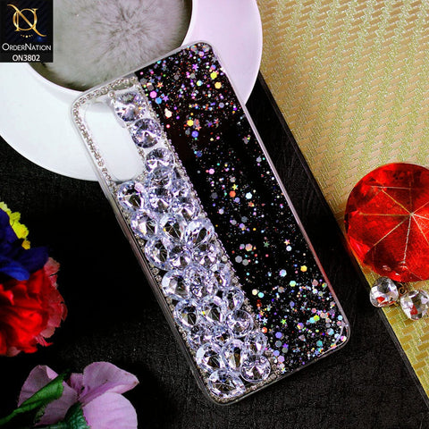 Samsung Galaxy A50 Cover - Black - New Shinny Glitter Case With Bling Sparkle Stones Soft Borders Protective Case ( Glitter Does Not Move )