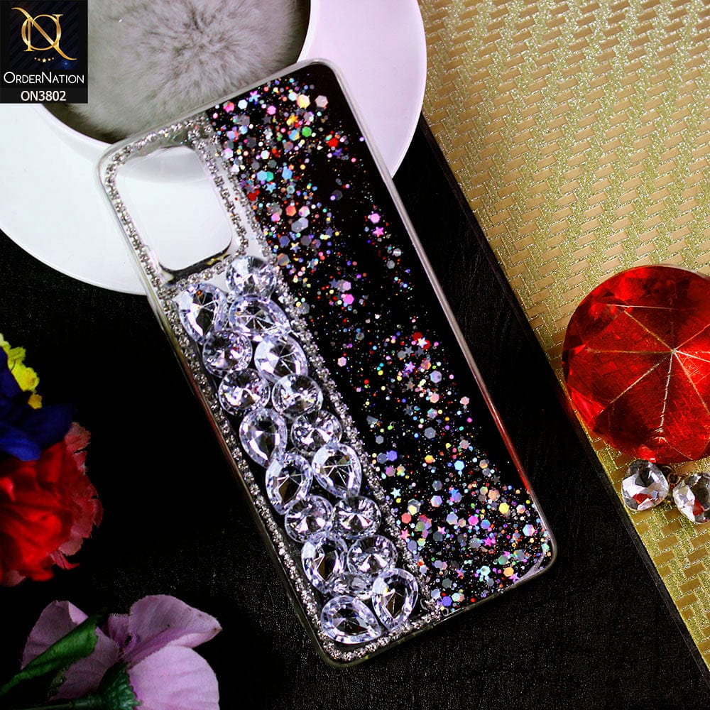Samsung Galaxy A51 Cover - Black - New Shinny Glitter Case With Bling Sparkle Stones Soft Borders Protective Case ( Glitter Does Not Move )