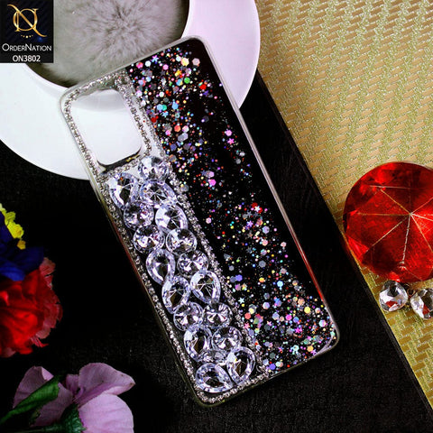 Samsung Galaxy A51 Cover - Black - New Shinny Glitter Case With Bling Sparkle Stones Soft Borders Protective Case ( Glitter Does Not Move )