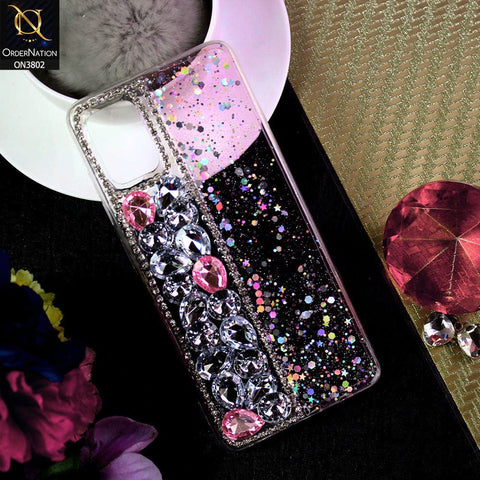 Samsung Galaxy A51 Cover - Light Pink - New Shinny Glitter Case With Bling Sparkle Stones Soft Borders Protective Case ( Glitter Does Not Move )