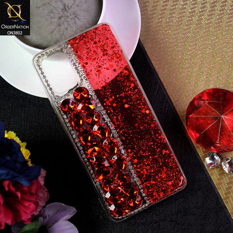 Samsung Galaxy A51 Cover - Red - New Shinny Glitter Case With Bling Sparkle Stones Soft Borders Protective Case ( Glitter Does Not Move )