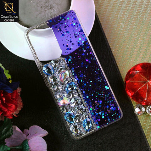 Oppo K10 5G Cover - Blue - New Shinny Glitter Case With Bling Sparkle Stones Soft Borders Protective Case ( Glitter Does Not Move )